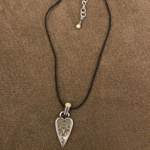 Brighton Reversible Leather Cord/Heart Necklace